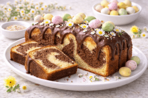 Marmorkuchen mit Osterdeko