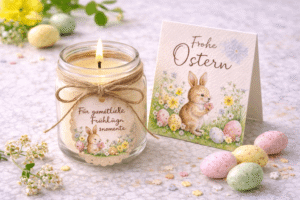 Mini-Duftkerze + kleine Osterkarte