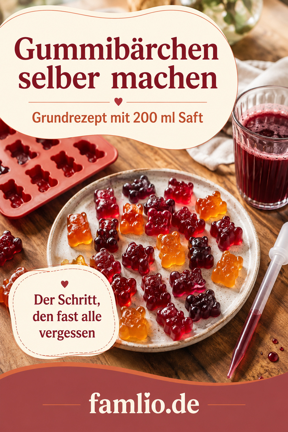 Gummibärchen selber machen – Grundrezept mit 200 ml Saft