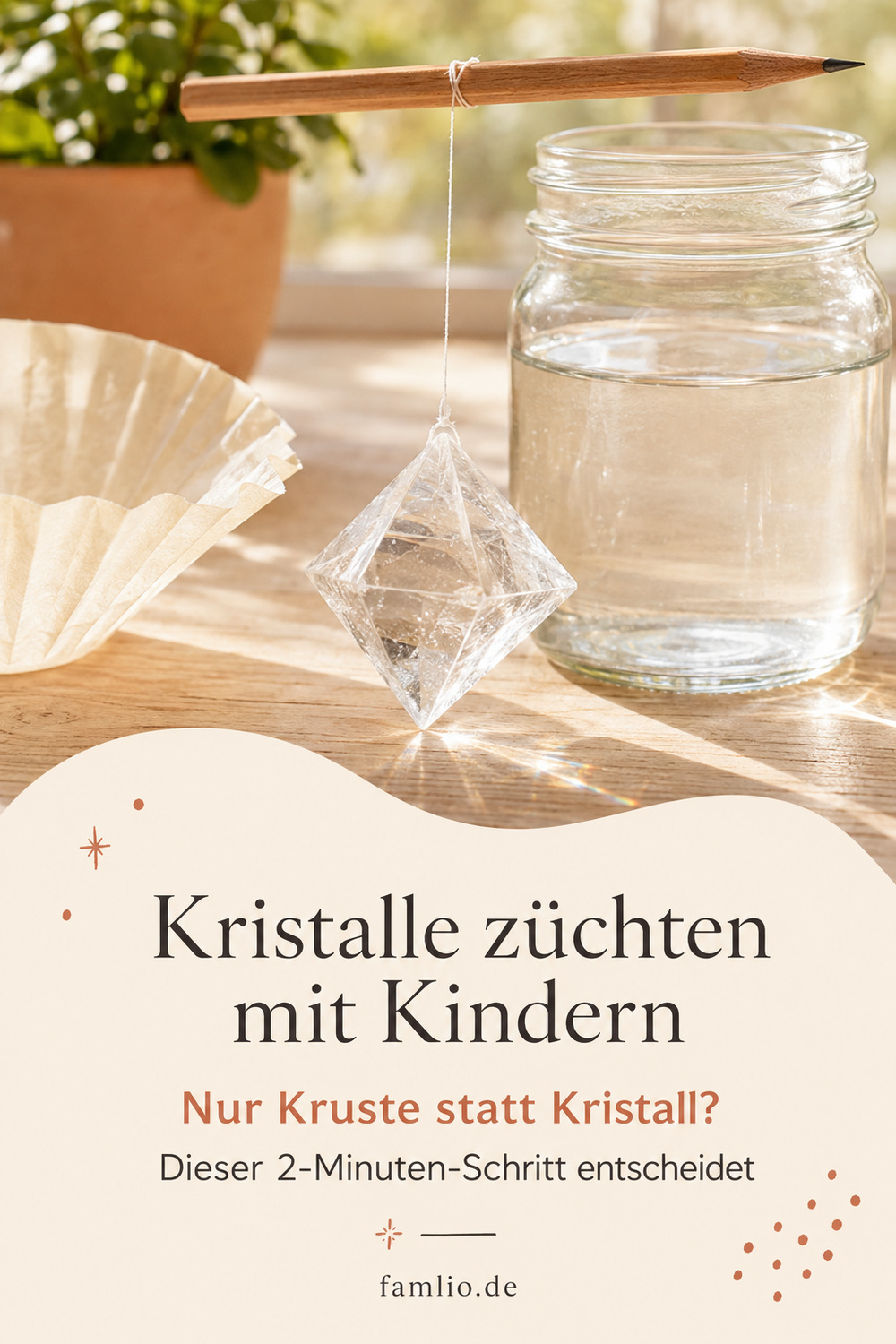 Kristalle züchten mit Kindern – Anleitung für einen großen Kristall statt einer Kruste