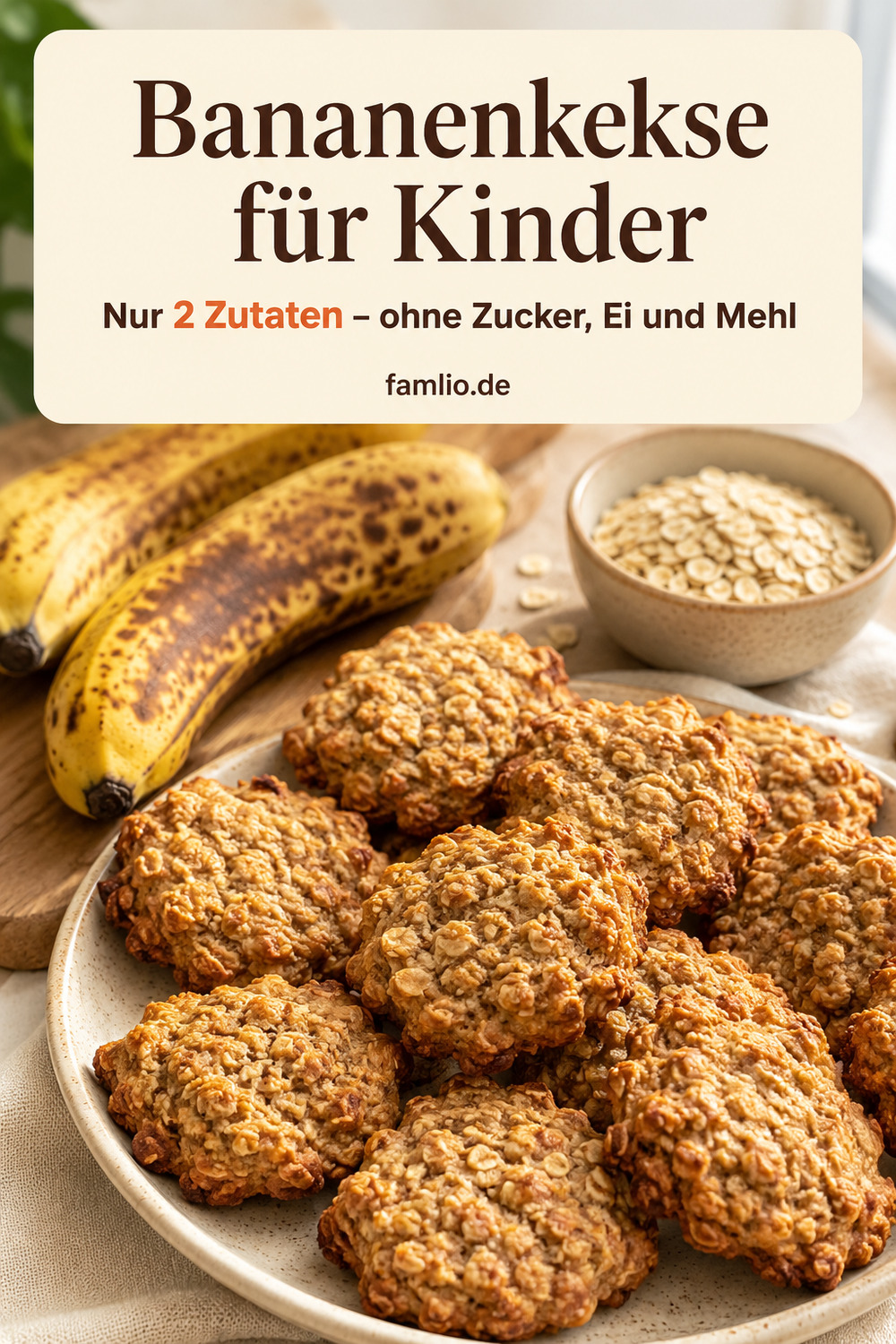 Bananenkekse für Kinder – nur zwei Zutaten und ohne Zucker, Ei und Mehl
