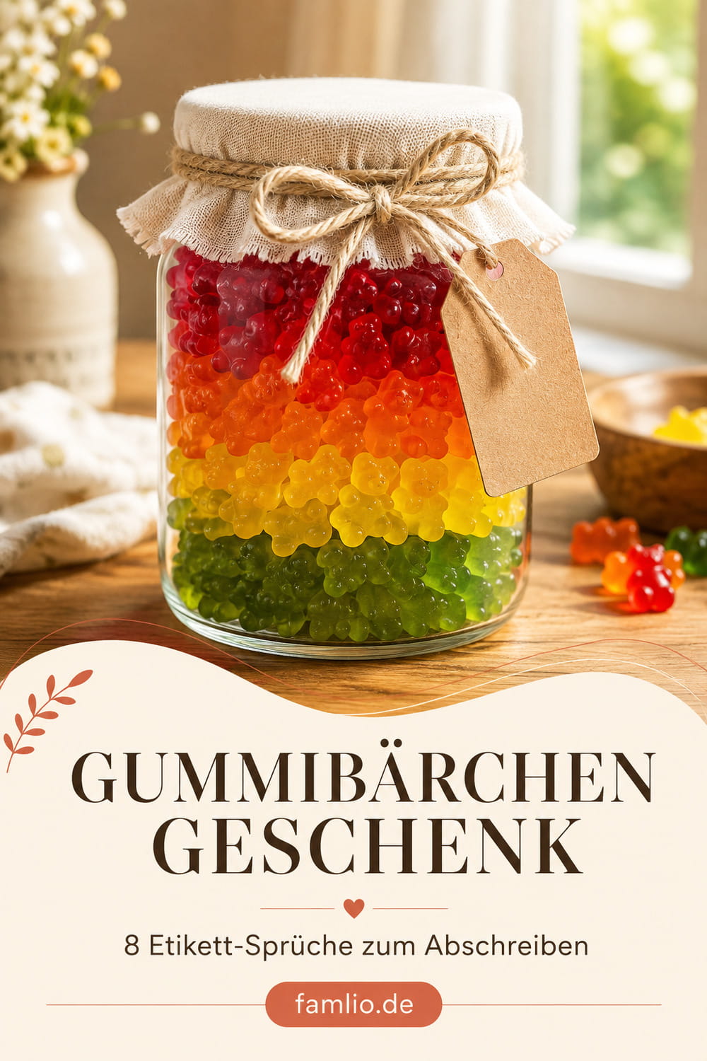 Gummibärchen Geschenk – 8 Etikett-Sprüche zum Abschreiben