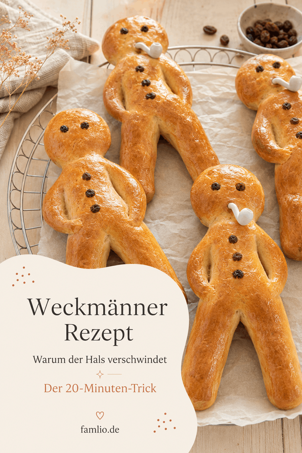 Weckmänner Rezept – mit dem 20-Minuten-Trick bleibt der Hals erhalten