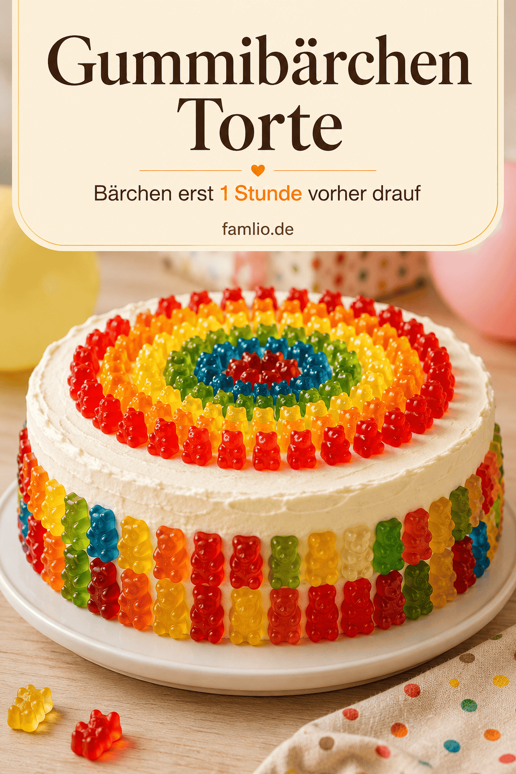 Gummibärchen Torte – so verlaufen die Farben nicht in der Creme