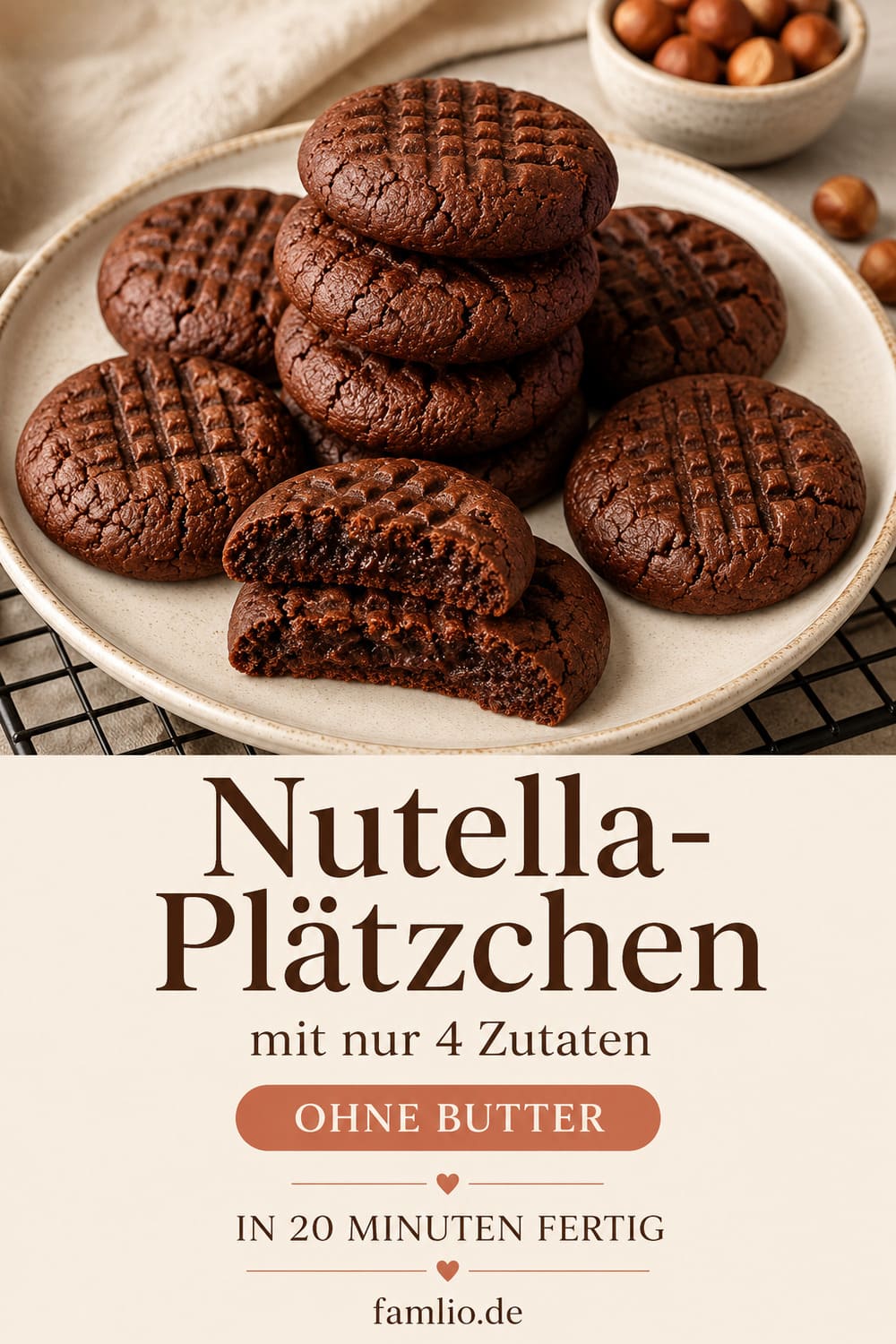 Nutella-Plätzchen mit nur vier Zutaten – ohne Butter in 20 Minuten