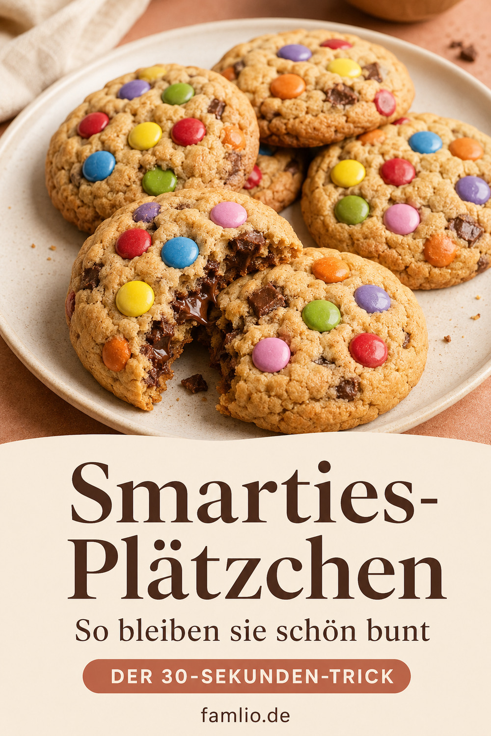 Smarties-Plätzchen – mit dem 30-Sekunden-Trick bleiben die Schokolinsen schön bunt